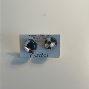 Murano Glass Earrings - Black and White